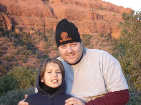 The boys in Sedona at sunset