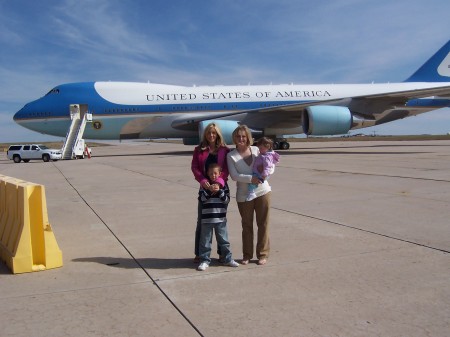 Me and my sister with our kids in front of Air Force 1.