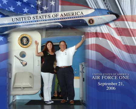 Bob and Denise Boarding Air Force One