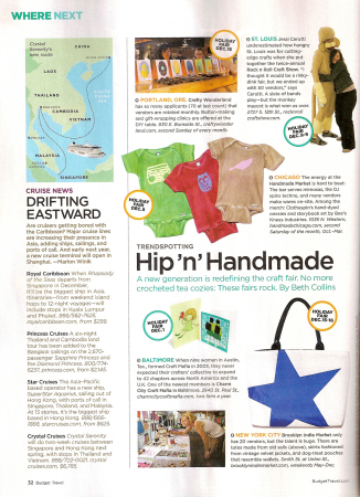 My business: clothespin, mentioned in Budget Travel Magazine!!