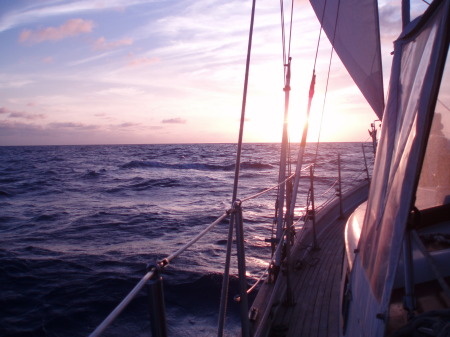 Sun set at sea off the east coast of Panama