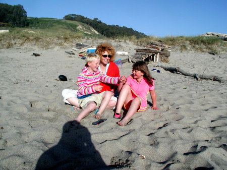 at the beach with the kids