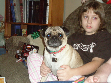 Max (the Pug) and daughter Katie age 11