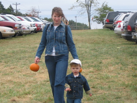 Jeanne and Tommy at the pumpkin patch