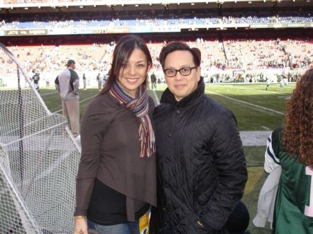 On the field at the Jets game
