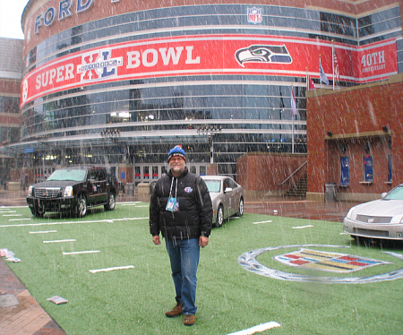 Working at the Super Bowl in Detroit.