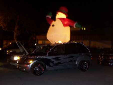 my car during a Christmas Parade