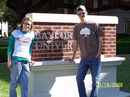 Tiffany and Lance(a friend) at Baylor-go bears