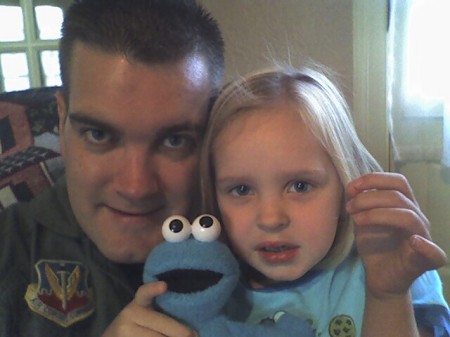 Dad, Chloe, & Cookie Monster