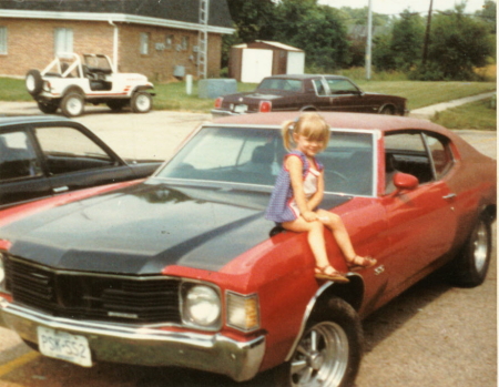 Casey on Dads 72 Chevelle