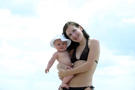 Joelle's first visit to the beach