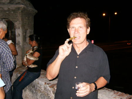 Enjoying a drink and cigar in Cartagena 2009