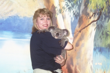 Suzanne holds a koala bear