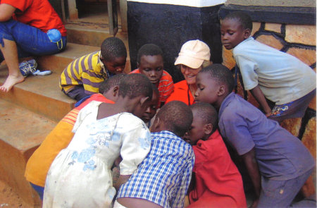 Nan with kids in Uganda, Sept. 2007