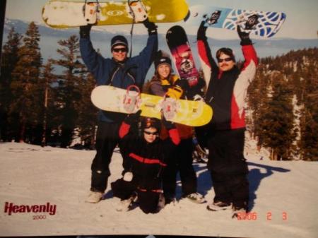 Snowboarding with sister, brother, and their kids in Lake Tahoe 2000