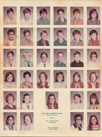 Coral Park Elementary - Mrs. Haviland's 6th grade class '70-'71