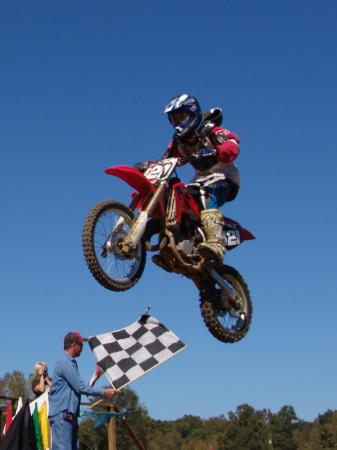 Paulie winning his motocross race