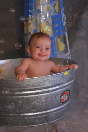 Kayden in a tub