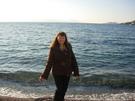 Kathy at the Aegian Sea