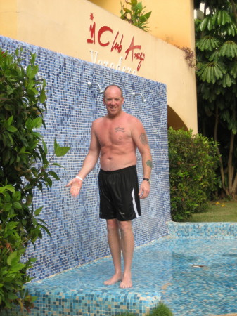 Rob, washing off the salt from the ocean