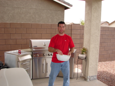 My brother Jeff cooking dinner