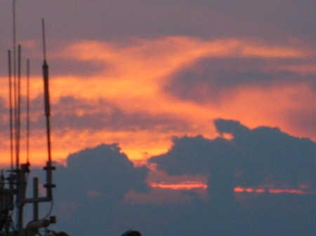 A beautiful sunset out in the Gulf of Mexico.