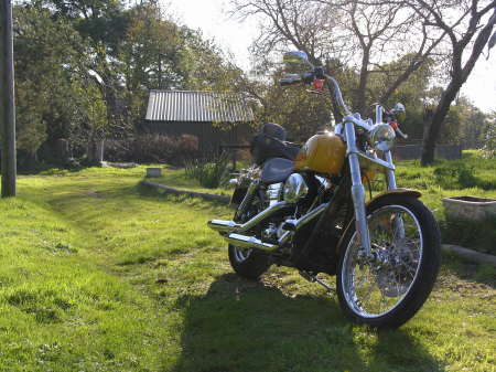 Washin the Harley in Back Yard