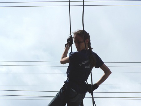 Jess rapelling with her 6th graders, 2008