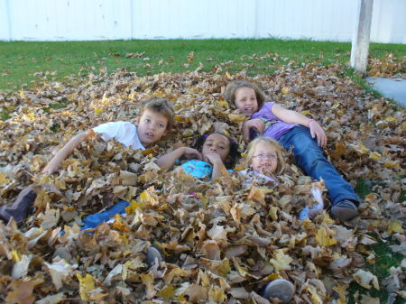 My grandchildren playing in the leaves.