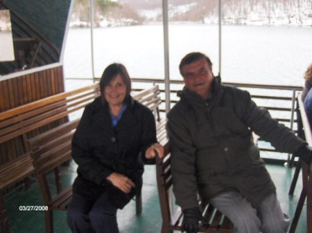 With tour guide on Lake Pitvlice, Croatia