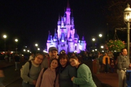 family at disney night shot
