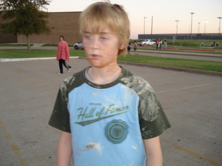 My son Ryan after an organized food fight - pooey