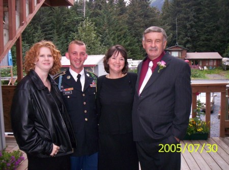 us at sisters wedding in seward, with mom and