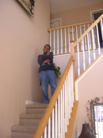 Nathan on the staircase, 12 years old