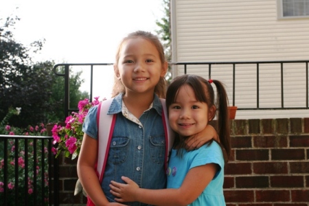 Girls off to school!