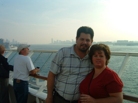 Michelle and I on the Hudson River on the Norwegian Dawn