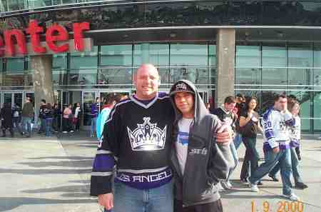 my son mark jr. and i at staples center