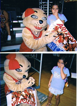Lucy Heller With The University of Arizona Mascot (Wilma)