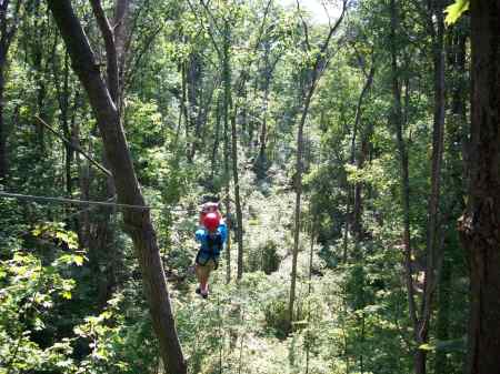 Caleb going down one of the zips