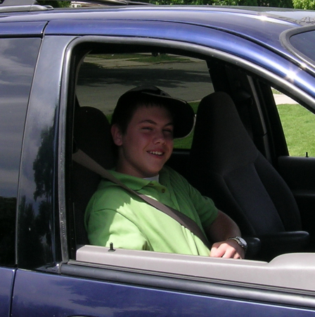 Ryan waiting for a ride to his first JOB!