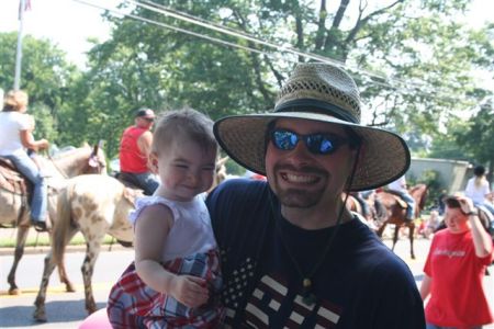 Daddy and Eowyn (1yo) at the Murray, KY, 4th of July parade 2006