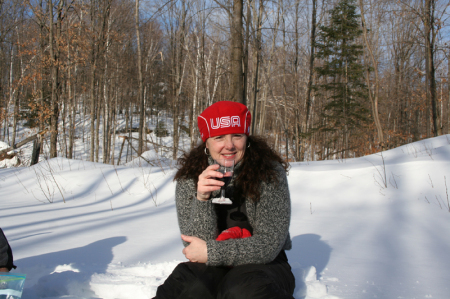 wine tasting in the snow