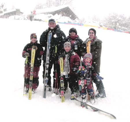 the family skiing at St Johann Austria