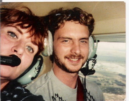 first day with my pilots license flying over epcot in a cessna 152, with MY MOM in 1985!
