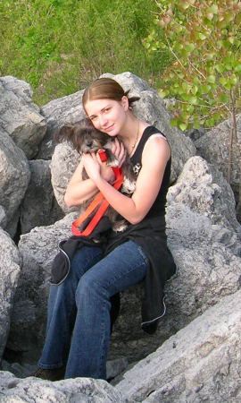 My youngest daughter and her new puppy.