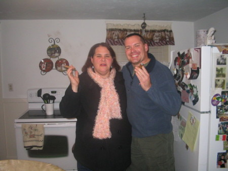 shelley and larry having a cigar for dad