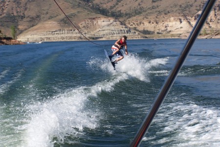 Roy wakeboarding