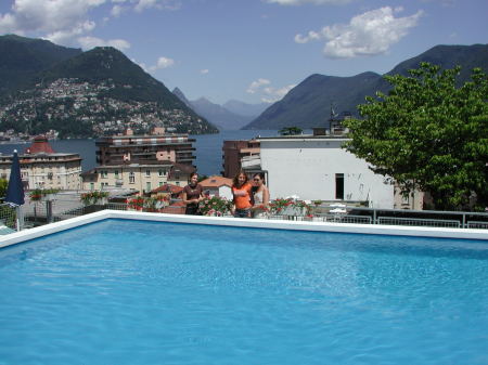 Ahhh, the hotel pool over Lake Lugano