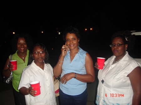 My friend Phyllis in green,My sister Vangie in blue