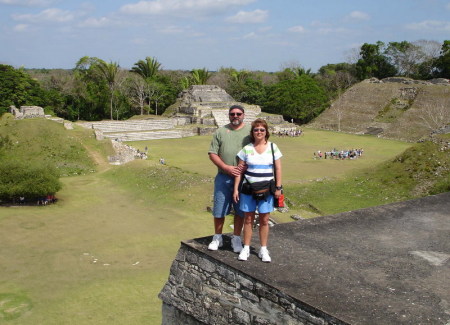 Rachel and I in Belize, Myan Ruins